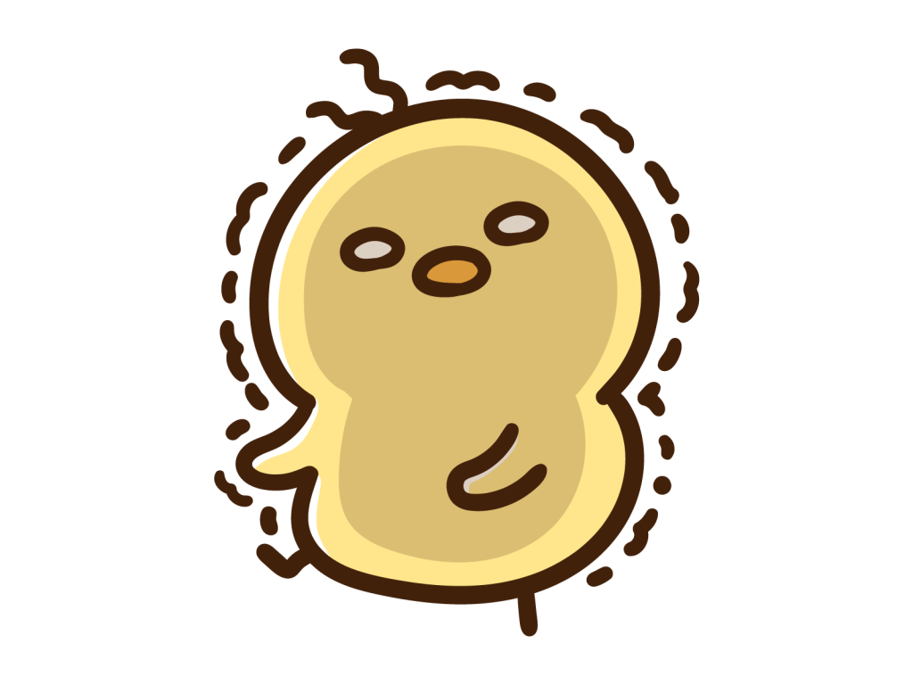 倒れそうなひよこ