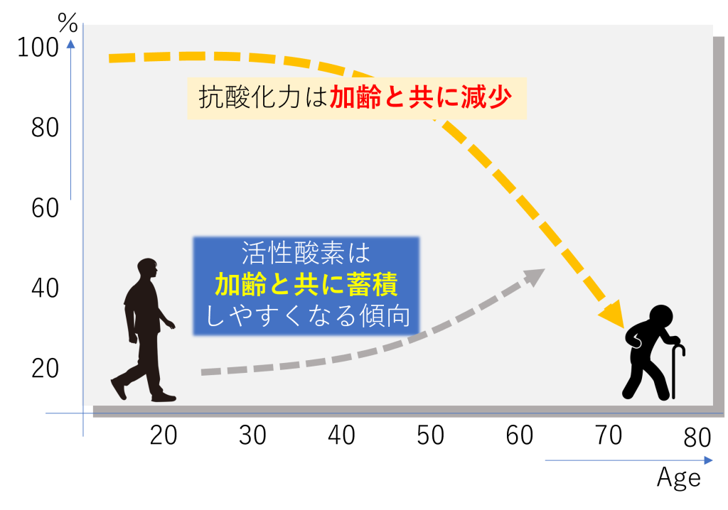 加齢と共に推移する高酸化力イメージ